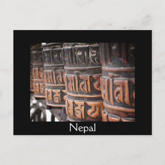 Postale Roues de prière bouddhiste noir texte carte postal (Devant)