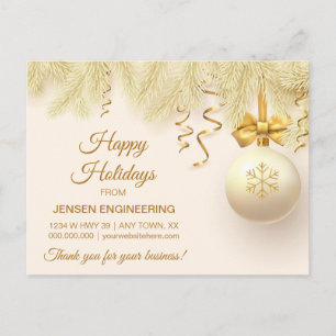 Postale Ruban doré Carte de remerciement de Noël pour entr