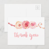 Postale rubans et perles carte de remerciements, doux merc (Devant / Derrière)