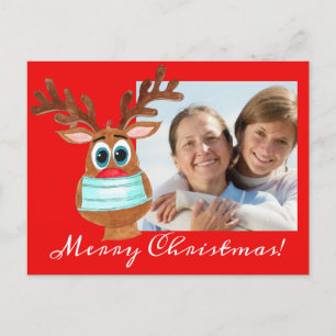 Postale Rudolph, le Carte photo masqué des rennes faciaux