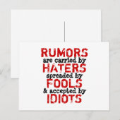 Postale RUMEURS - Vérité Évidente / Philosophie sur Carte  (Devant / Derrière)