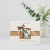 Postale Rustic Burlap Photo Enregistrer la date Carte Post (Debout devant)