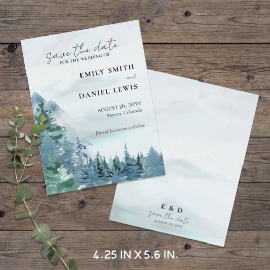 Postale Rustic Mountains Blue Budget Enregistrer la carte