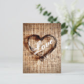 Postale Rustic Twine Heart Burlap Imprimer LOVE Carte post (Debout devant)