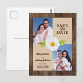 Postale Rustic Wood Daisy Photo Enregistrer la date Carte  (Devant / Derrière)