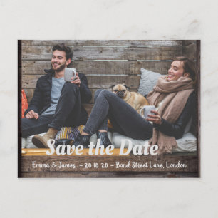 Postale Rustic Wood Enregistrer la date Annonce Carte post