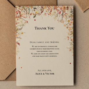 Postale Rustique Automne Beige Mariage Carte de remercieme