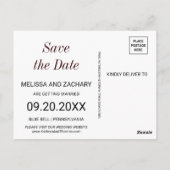 Postale Rustique Bourgogne Floral Enregistrer la carte Dat (Dos)