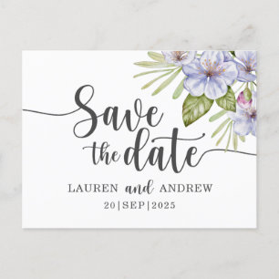 Postale Rustique Floral Purple Enregistrer la date Carte p