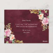 Postale Rustique Moody Floral Serez-Vous Ma Carte D'Épouse (Dos)