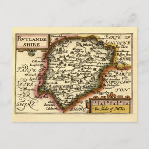 Postale Rutland (Rutlandshire) comté Angleterre carte hist