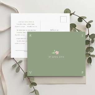 Postale Sage & Ivory Carte de réponse RSVP de mariage ch