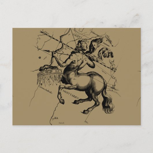 Postale Sagittarius Constellation Carte Engraving Hevelius (Devant)