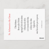 Postale Saint Athanasios la grande carte de prière (Dos)