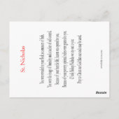 Postale Saint Nicolas la carte de prière du travailleur-ém (Dos)