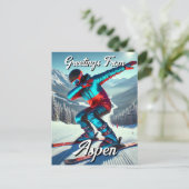Postale Salutations de Aspen Dabbing Snowboarder carte pos (Debout devant)