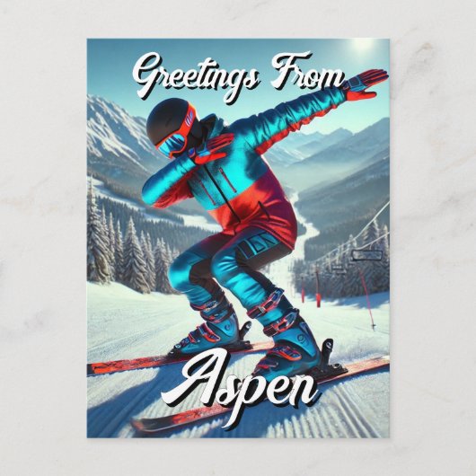 Postale Salutations de Aspen Dabbing Snowboarder carte pos (Devant)