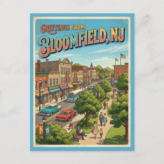 Postale Salutations de Bloomfield NJ Carte postale, Rétro (Devant)