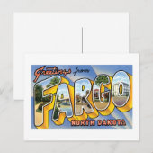 Postale Salutations de Fargo, Dakota du Nord ! Carte posta (Devant / Derrière)