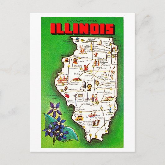 Postale Salutations de la carte Vintage de l'Illinois (Devant)