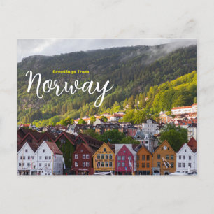 Postale Salutations de Norvège Pittoresque Paysage Carte p