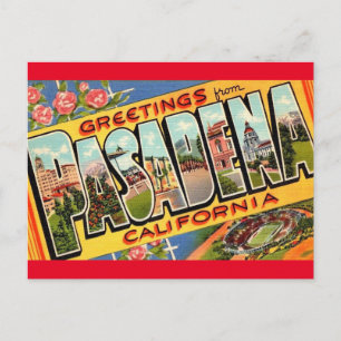 Postale Salutations de Pasadena California Travel Carte Po