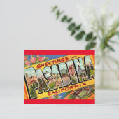 Postale Salutations de Pasadena California Travel Carte Po (Debout devant)