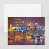 Postale Salutations de Prague République tchèque Carte pos (Devant / Derrière)