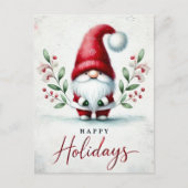 Postale Salutations Gnome Festive. Carte de vacances perso (Devant)