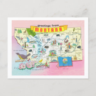 Postale Salutations sur la carte de l'état vintage du Mont