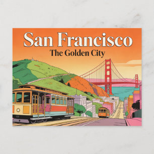 Postale San Francisco La Cité Dorée Carte de Voyage Rétro