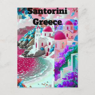 Postale Santorin Grèce Aquarelle Carte de Voyage Europe