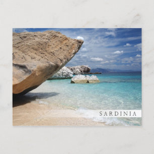 Postale Sardaigne plage avec grand bar de rochers carte po
