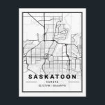 Postale Saskatoon Saskatchewan Carte des villes de voyage<br><div class="desc">Pour plus de cartes postales de la ville consultez ma collection ici : https://www.zazzle.com/collections/city_map_postcards-119508204012136148?rf=238930530889665547</div>