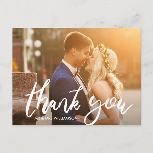 Postale script amusant | carte de remerciements mariage (Devant)