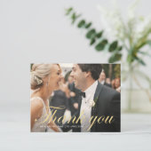 Postale script amusant | mariage merci carte photo (Debout devant)