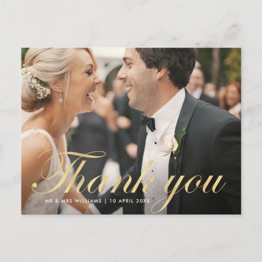 Postale script amusant | mariage merci carte photo (Devant)