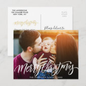 Postale script de Noël moderne superposer carte photo (Devant / Derrière)