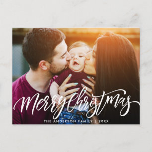 Postale script de Noël moderne superposer carte photo