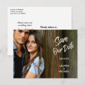 Postale Script de pinceau blanc Enregistrer la carte posta (Devant / Derrière)