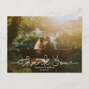 Postale Script Doodle Mariage photo Carte de remerciements