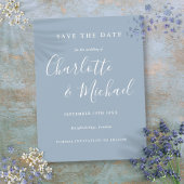 Postale Script Dusty Blue Wedding Enregistrer la carte Dat