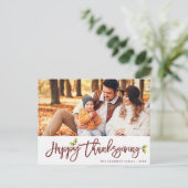 Postale Script feuillage moderne Thanksgiving photo Carte  (Debout devant)
