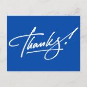 Postale Script moderne Carte de remerciements bleu électri (Devant)