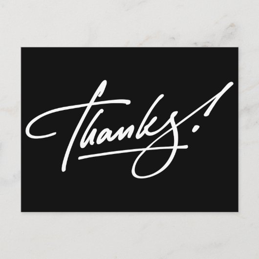 Postale Script moderne Carte de remerciements noir et blan (Devant)