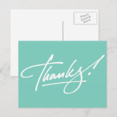 Postale Script moderne Carte de remerciements turquoise (Devant / Derrière)