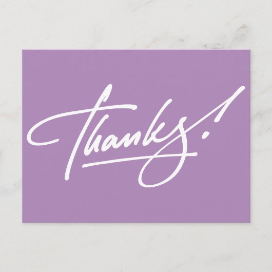 Postale Script moderne Carte de remerciements violette afr (Devant)