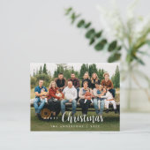 Postale Script Moderne, Joyeux Noël Famille Photo Carte (Debout devant)