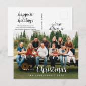 Postale Script Moderne, Joyeux Noël Famille Photo Carte (Devant / Derrière)