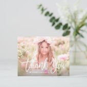 Postale Script photo fille moderne Carte de remerciements  (Debout devant)